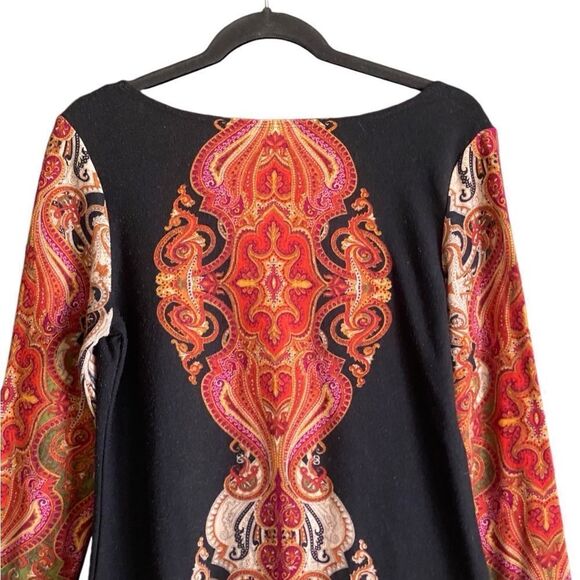 Dress Barn Orange/Black Medallion Print Knit Sweater Dress. Size 10. - Picture 5 of 8